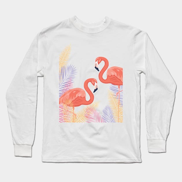 Flamingos Long Sleeve T-Shirt by SWON Design